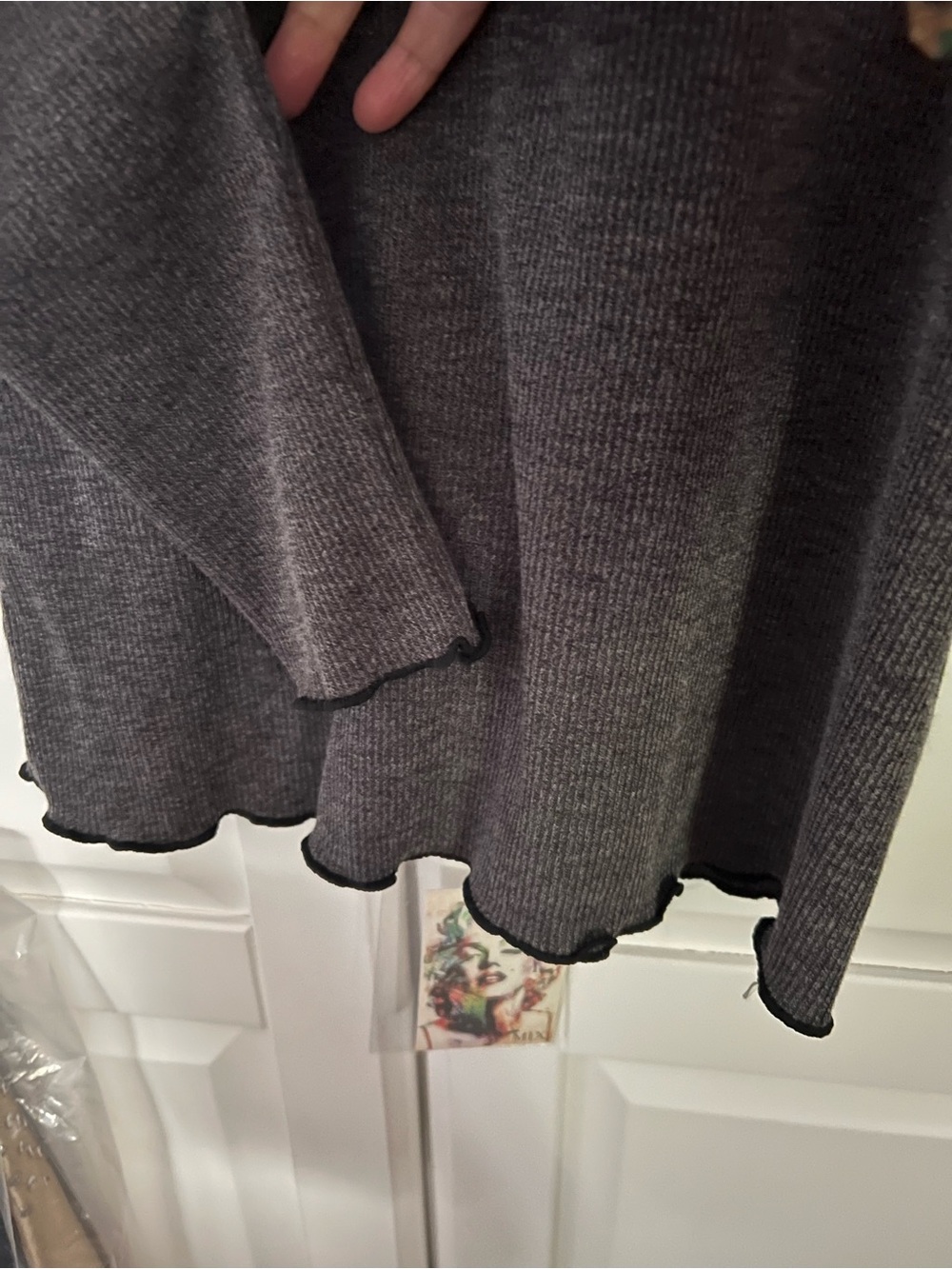$10gift💕New Sexy DG Style Sheer Lace Yoke Black & Charcoal Knit Slim Pit 17 - Picture 8 of 10